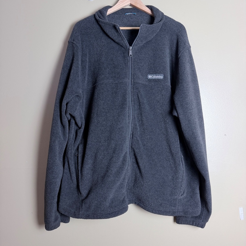 Columbia Fleece Jacket XXL Gray Full Zip Activewear Outdoor Layering Hiking Fall
